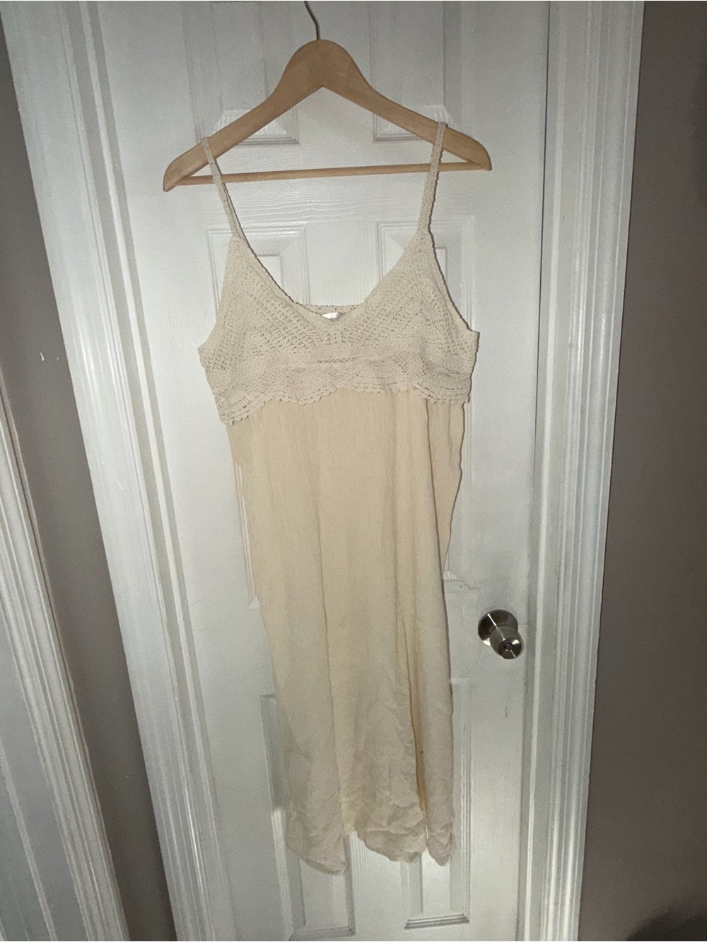 Altar'd State Cream Crochet-Top Slip